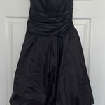 David's Bridal David’s Bridal Black Strapless Bubble Hem Mini Dress Photo 0