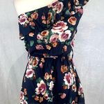 A'Gaci A’gaci navy floral ruffle one shoulder peplum top size small NWT Photo 0
