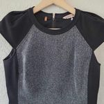 Rebecca Taylor  gray sheath dress with black leather Size 4 Photo 3