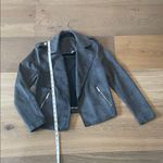 Tahari Faux Suede Leather Cropped Moto Jacket "Carbon" Gray, Size Small Photo 7