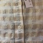 J.Crew Metallic White Gold Silver Checked Popover Top Blouse Size 00 Coastal Photo 6