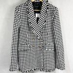 Dolce Cabo Double Breasted Houndstooth Fringe Blazer Size Large Photo 2