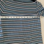 Lou & grey Loft Signature Soft Dusty Blue Stripe Half Sleeve Dress Small Photo 3