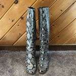 Universal Threads Universal thread gray black snake skin wide calf knee high heeled boots Photo 6