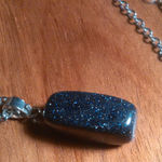 Blue Sandstone Pendant Stainless Steel Necklace Photo 0