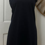Alyn Paige  Navy Blue Stretch Classic Sheath Dress With Rose Detail Preppy Sz M‎ Photo 0