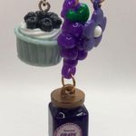 Handmade Charmed Safety Pin Blueberry Grape Floral Blue Photo 3