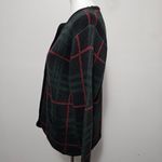 Liz Baker Vintage Black & Red Tartan Plaid Cardigan Size MP Photo 2