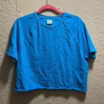 PINK - Victoria's Secret PINK By Victoria’s Secret Blue Cropped T-Shirt Woman’s Size Small Photo 0