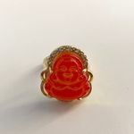 Gold Plated Red Buddha Adjustable Ring Photo 0