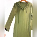 SheIn Curve 2X Ribbed Long Sleeved Hoodie Maxi Dress in Olive Photo 4