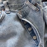 AGOLDE SZ 27 Criss Cross Straight Leg Jeans Button-Fly Frayed Hems Light Wash Photo 2