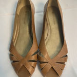 Naturalizer  Brown Leather Low Wedge Peep Toe Shoes 7W Bin2 Photo 0