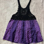 Free People Women’s Purple Silk Open-Crocheted Top Tie-Back Size Small Photo 0