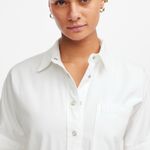 Madewell  Denim Short Sleeve Shirt in White, Size Large Photo 2