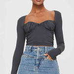 Princess Polly  Raeni Black Long Sleeve Bustier Top | Corset Crop Top | NWT Size Photo 0