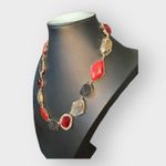 White House | Black Market WHBM Faux Druzy and Red Stone Necklace Photo 2