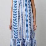 Velvet Tees Velvet by Graham & Spencer Dinae Jacquard Maxi Dres in White & Colbot Blue Photo 0
