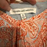 Cupcakes & Cashmere Orange and White Paisley Romper Size Small Photo 1