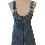 PacSun Women Overall Blue Denim Zip Front Adjustable Strap Mini Dress Size Small Photo 0