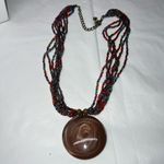 Vintage Seed Bead and Polished Stone Necklace Blue Photo 7