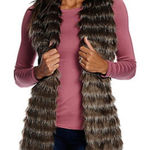 Donna Salyers Fabulous Furs Vest Womens Small Gray Black Faux Fur Lined Pockets Photo 0