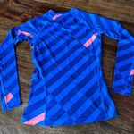 Nike Pro Combat Dri-Fit Top Women Small Blue Striped Stretch Lined Raglan Sleeve Photo 2