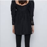 ZARA  Black Embroidered Mini Babydoll Dress Long Puff Sleeves Size XS NEW Photo 4