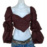 Majorelle Brown Corset Top SMALL Bustier Pirate Puff Sleeves Steampunk $128 NEW Photo 3