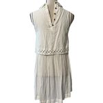 Free People size small white Twice As Nice gauze high low tunic top buttons back Photo 8