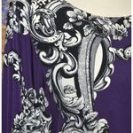 Alfani  Womens Purple Puff Sleeve Floral Blouse Plus Size 2X Scoop Neck Career Photo 2