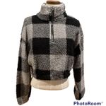 Romwe Half-Zip Plaid Crop Teddy Sweatshirt Photo 1