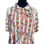 Johnny Was  Size Large  Top Blouse Button Down Collared Floral Abstract Boho Photo 3