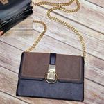 ALDO  Suede/Leather Gold Chain Crossbody Purse Button/Magnet Closure Photo 0
