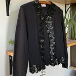 Vintage 60’s 70’s Black Sequin Bracelet Sleeve Cardigan Sweater Size Small Photo 6