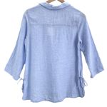 Sigrid Olsen Linen Blouse Top Womens Blue Popover Side Ties Lagenlook Beachy NEW Photo 3