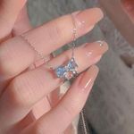 Blue Bow Necklace Silver Photo 0