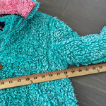 Simply Southern  Full Sherpa Pullover Sweater‎ Youth L Sea Glass Teal Pink Photo 6