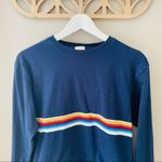 Brandy Melville  Striped Long Sleeve Crop Top Blue Sz OS Photo 1