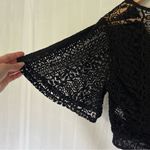 EXPRESS embroidery lace bell short sleeve tie front crop top black size XS Photo 3