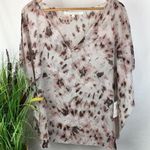 Rachel Roy Woman's Gray Floral Silk Print Swim Cover Up Blouse Top NEW L Photo 0