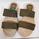 Haute Hippie  Green Faux Suede Slip On Espadrille Sandals Women’s 8 Beachy Shoes Photo 4