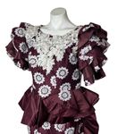 HANDMADE Lace African Style Formal Top Skirt Burgundy White Hand Crafted Size M Photo 3