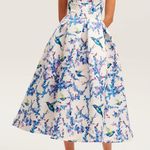 Milla Strapless Midi Dress Bird and Flower Print Garden of Eden NWT White Size 10 Photo 0