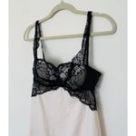 Sophie B Black Beige Lace Babydoll Chemise Molded Cups Adjustable Straps Sz M Photo 3