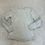 Sam Edelman  gray knit sweater grey scoop neck cable knit ribbed long sleeve Photo 7