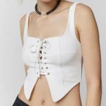 Urban Outfitters  Silence + Noise Reina Lace-up Top Medium White Y2K Grunge Photo 0