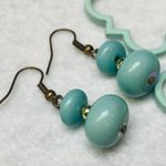 Earrings Two Pair Dangle Hook Pierced Shade of Blue, Teal, Pale Green Subjective Photo 4