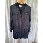 Denim & Supply Ralph Lauren Satin Lace Up Caprice Roll Up Sleeves Shirt Dress XS Photo 3