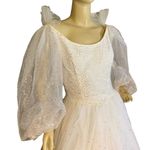 ALFRED BOSAND VINTAGE 1980'S WHITE & GOLD GLITTER DOTS BALL GOWN (M) Size M Photo 6